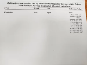 creatinine test report