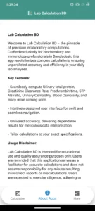 Lab Calculation Bd Apps About tab